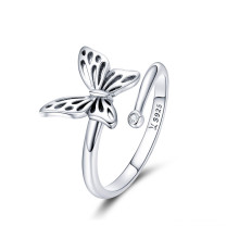 Custom New Cheap 925 Sterling Silver Opening Ring Female Butterfly Ring To Act The Role Of Wholesale